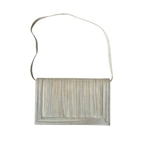 Vintage 80s Korean Eel Skin Shoulder Clutch Bag Removable Strap